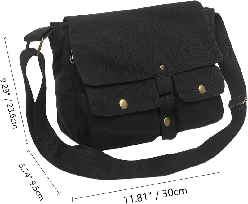 AFGWK School Vintage Canvas Messenger Bag for Men Crossbody Shoulder Bag Satchel Handbags - Image 2